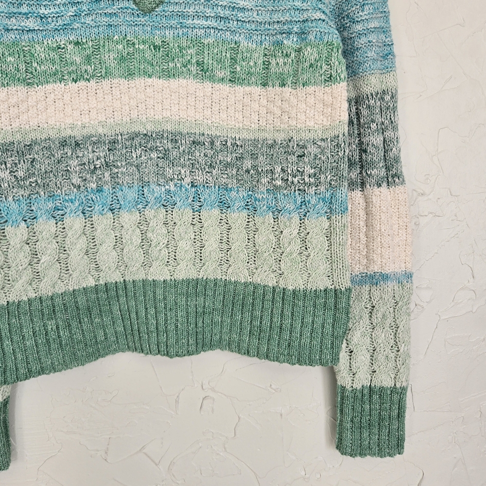 Cabi Knit Color Block Green Blue Sweater - Picture 4 of 8
